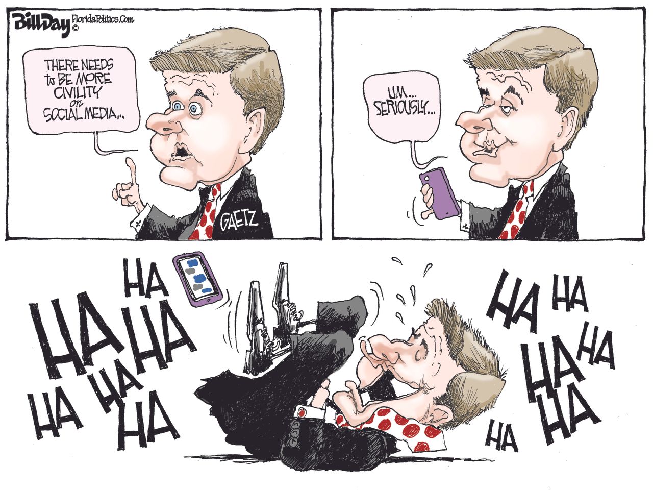 Political Cartoon Matt Gaetz Tweets Civility Social Media Michael Cohen