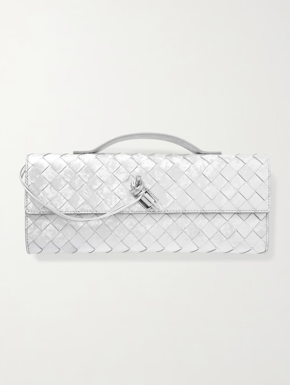 BOTTEGA VENETA, Long Andiamo intrecciato metallic leather clutch