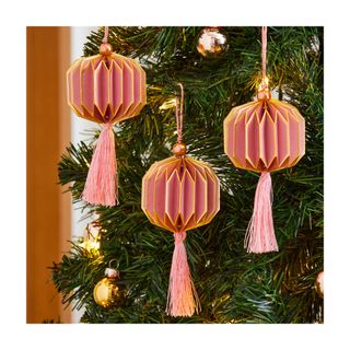 Pink Paper Accordion Ornaments 