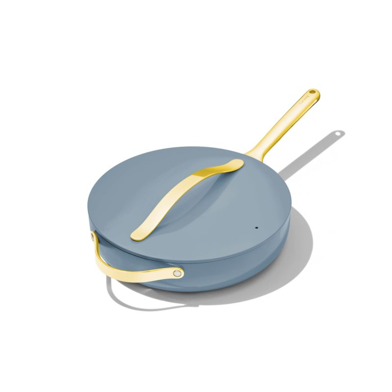 Caraway &amp;reg; Blue Lagoon Ceramic Non-Stick 4.5-Qt. Saut&amp;eacute; Pan With Gold Hardware
