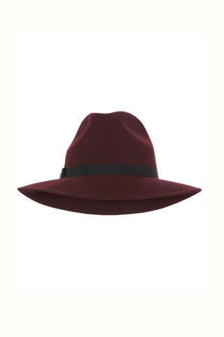 Miss Selfridge Burgundy Felt Fedora Hat, £25