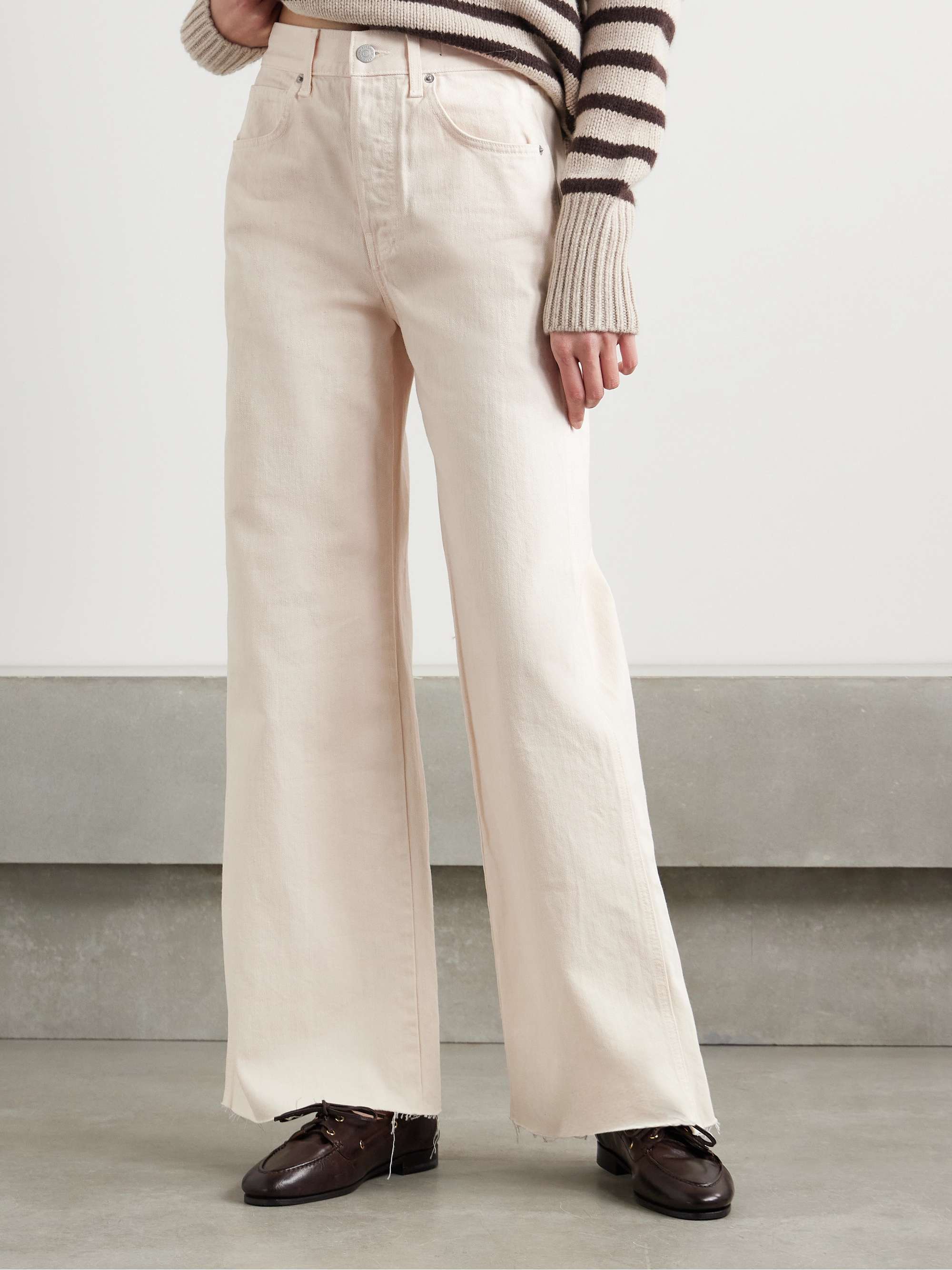 Taylor Frayed High-Rise Wide-Leg Jeans