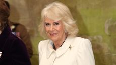 Queen Camilla arrives at a musical evening at Salisbury Cathedral on February 08, 2024
