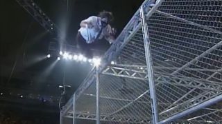 Mick Foley after being thrown from the hell in a cell at King of the Ring 1998