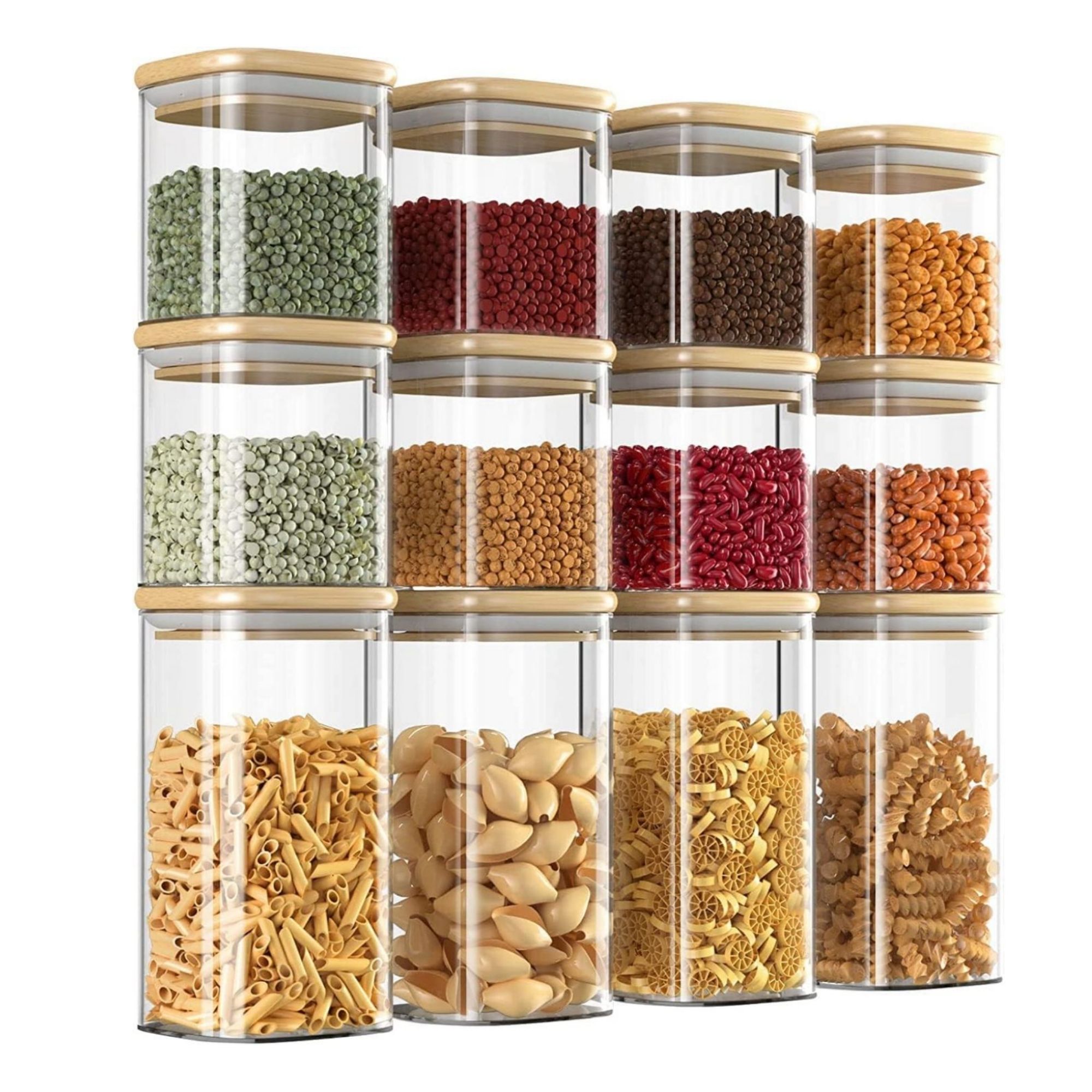 Finew Glass Storage Jars with Bamboo Lid