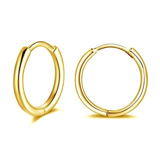 Shuxin Silver Hoops Earrings for Women, 925 Sterling Silver Gold Hoop Earrings, Hypoallergenic Unisex Small Sleeper Hoop Earrings, 14mm Tiny Cartilage Huggie Hinged Hoop Earrings for Women Men Girls