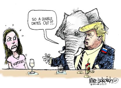 Political cartoon U.S. Trump 2017 election GOP voters