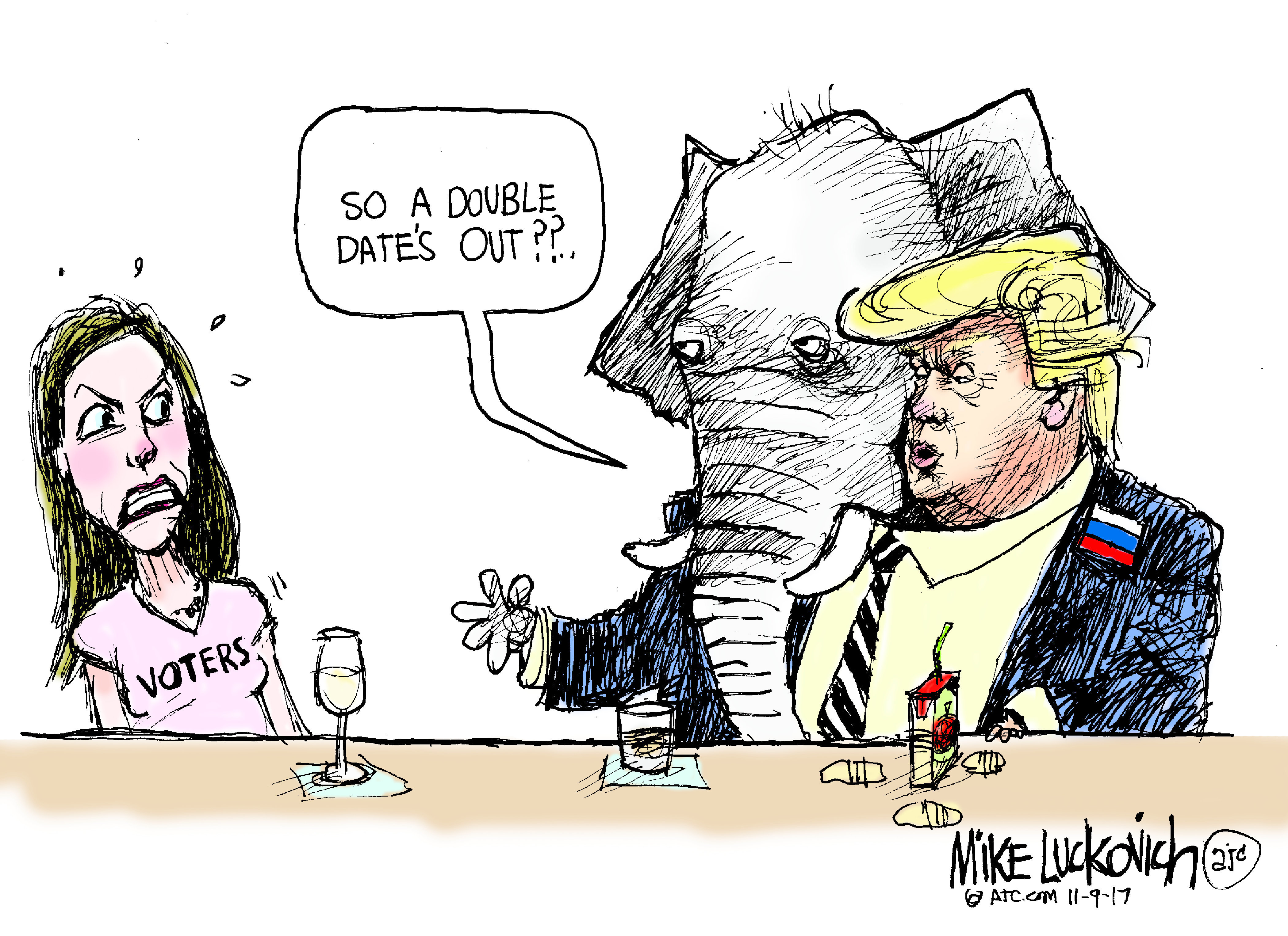 Political cartoon U.S. Trump 2017 election GOP voters