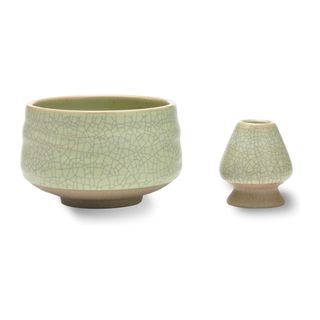 Green ceramic matcha bowl