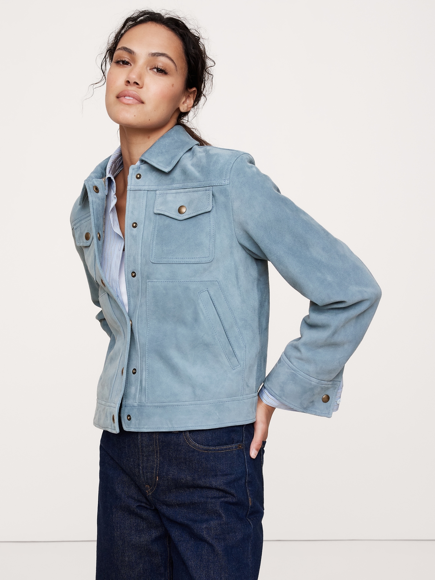 Relaxed Suede Trucker Jacket