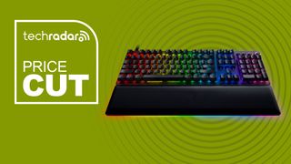 The Razer Huntsman V2 Analog on a green background with the text 'PRICE CUT'.