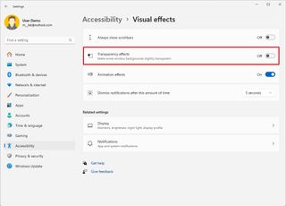 Accessibility disable blur effect