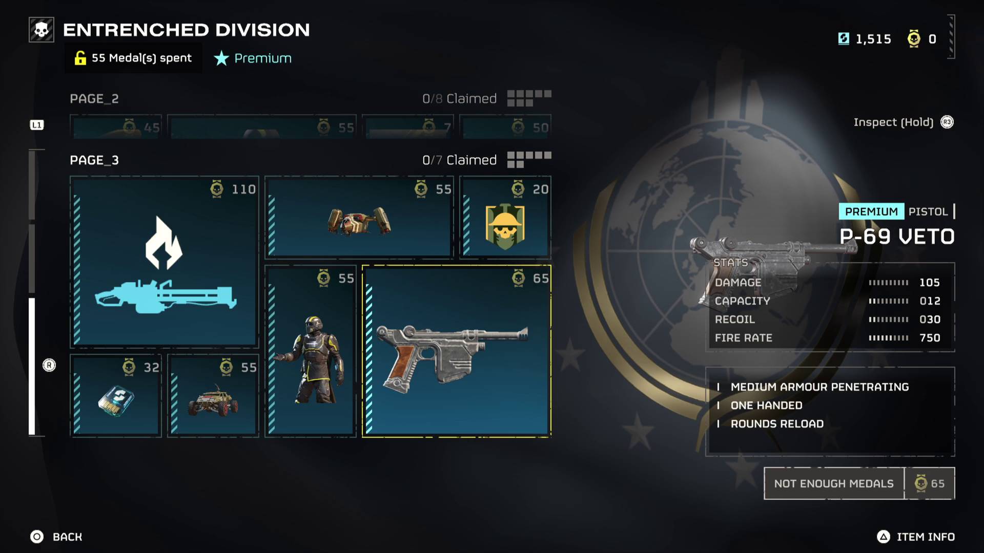 Helldivers 2 Entrenched Division warbond veto pistol