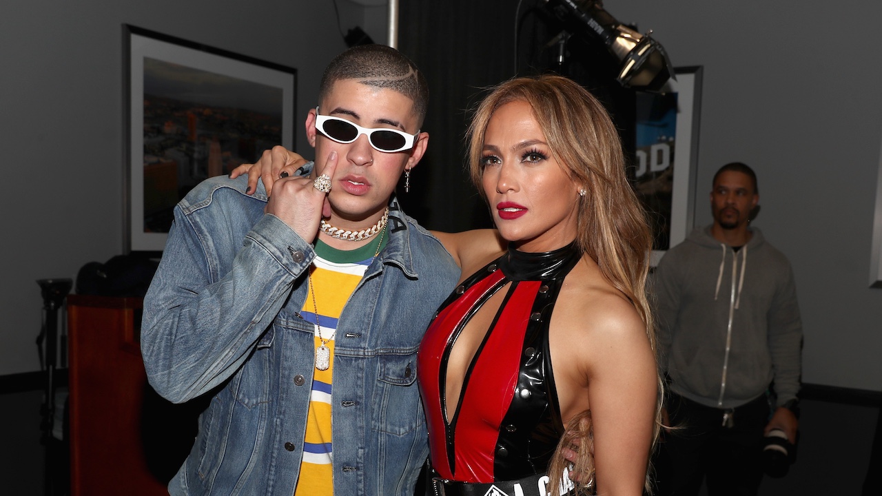 JLo and Bad Bunny posing together in 2018