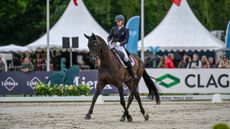 British riders Storm Straker, pictured, and Caroline Harris made their five-star debuts in the first day of Luhm&uuml;hlen Horse Trials dressage.