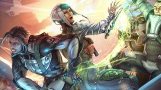 The cover of Starfinder's TTRPG adventure set in the Warframe universe.