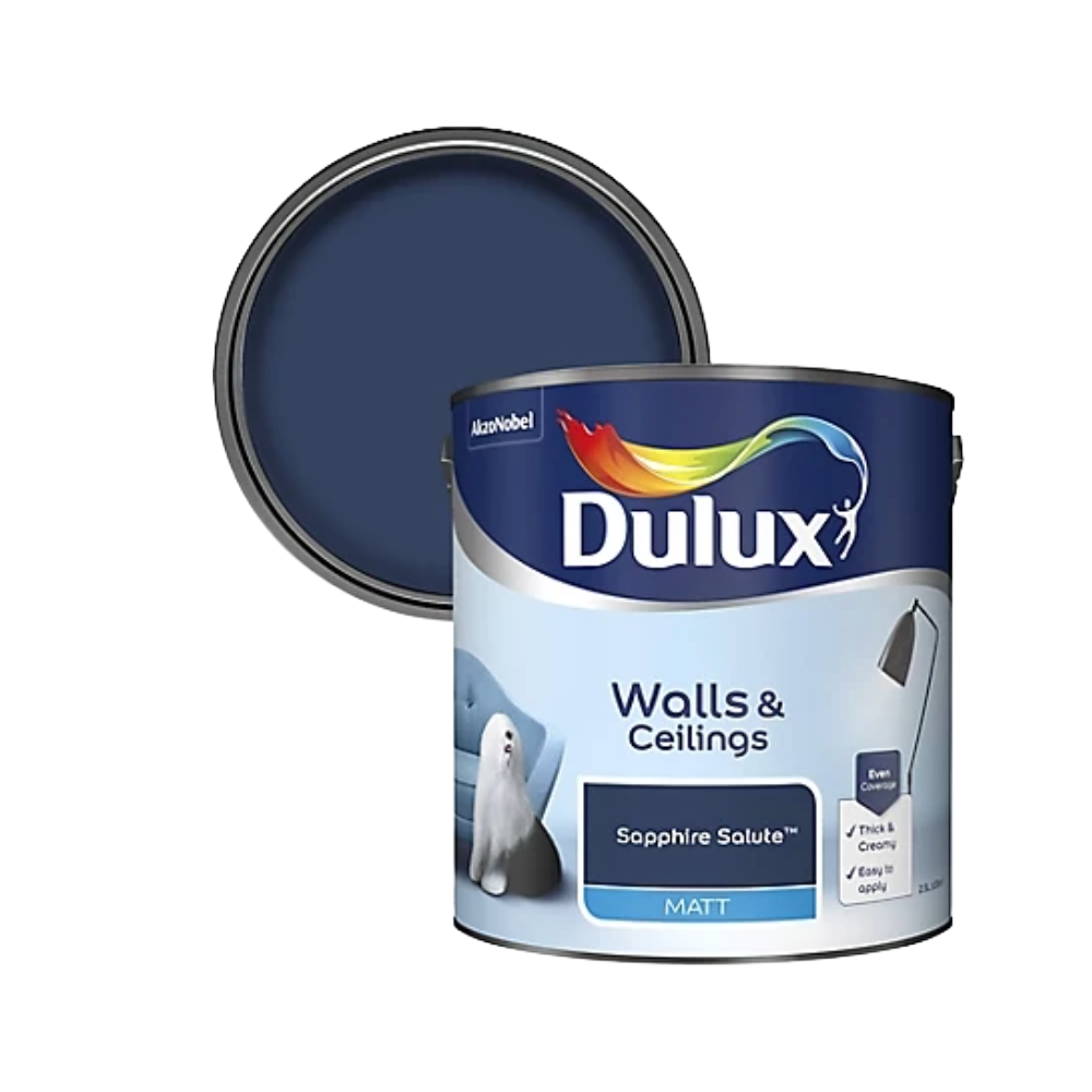 Dulux Walls &amp;amp; Ceilings Sapphire salute Matt Emulsion paint, 2.5L