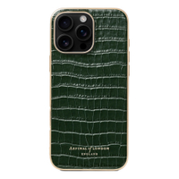 Aspinal of London iPhone 16 Pro case – Deep Shine Evergreen Small Croc