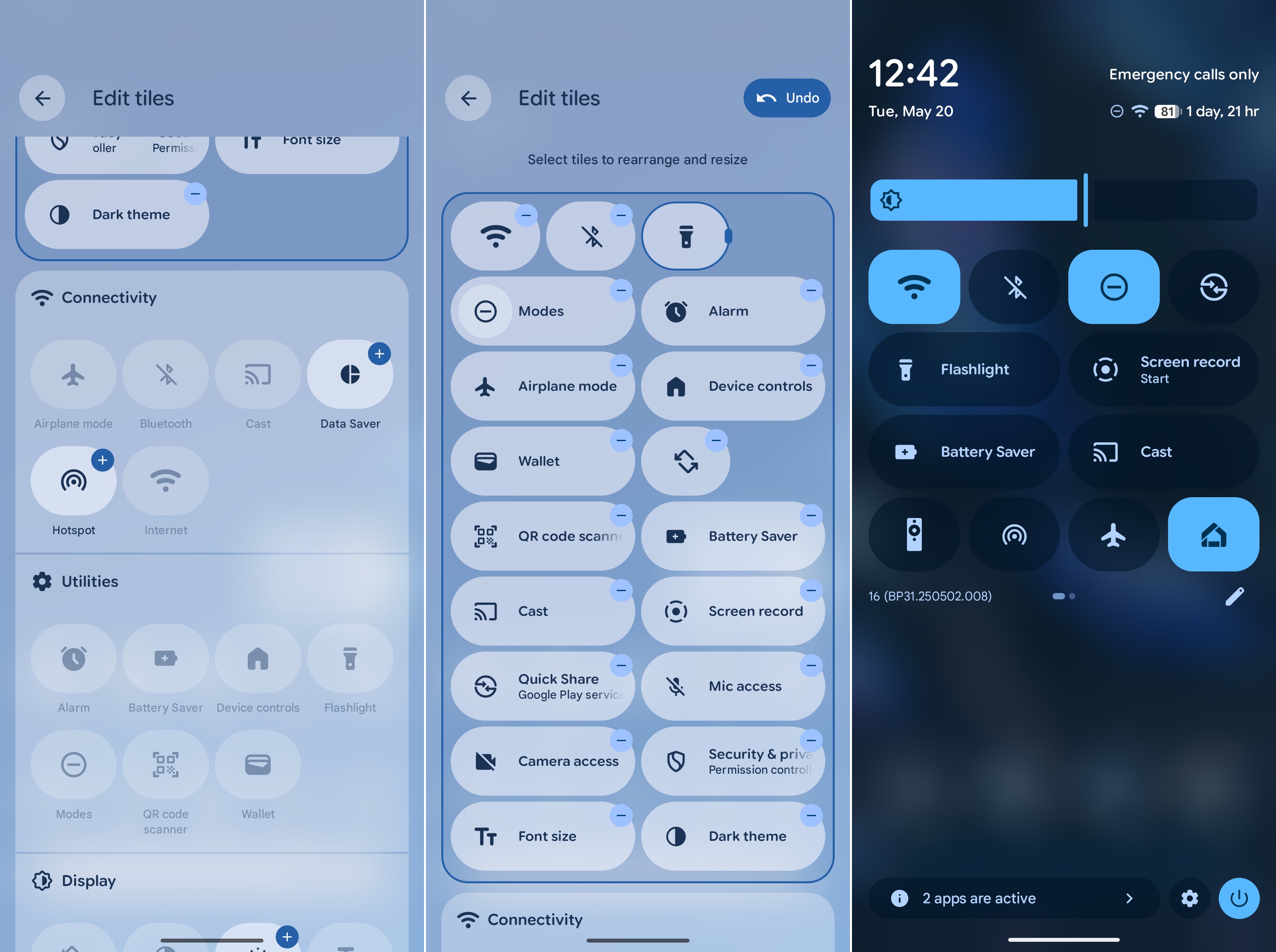 Android 16 QPR1 Beta Resizable Quick Toggles