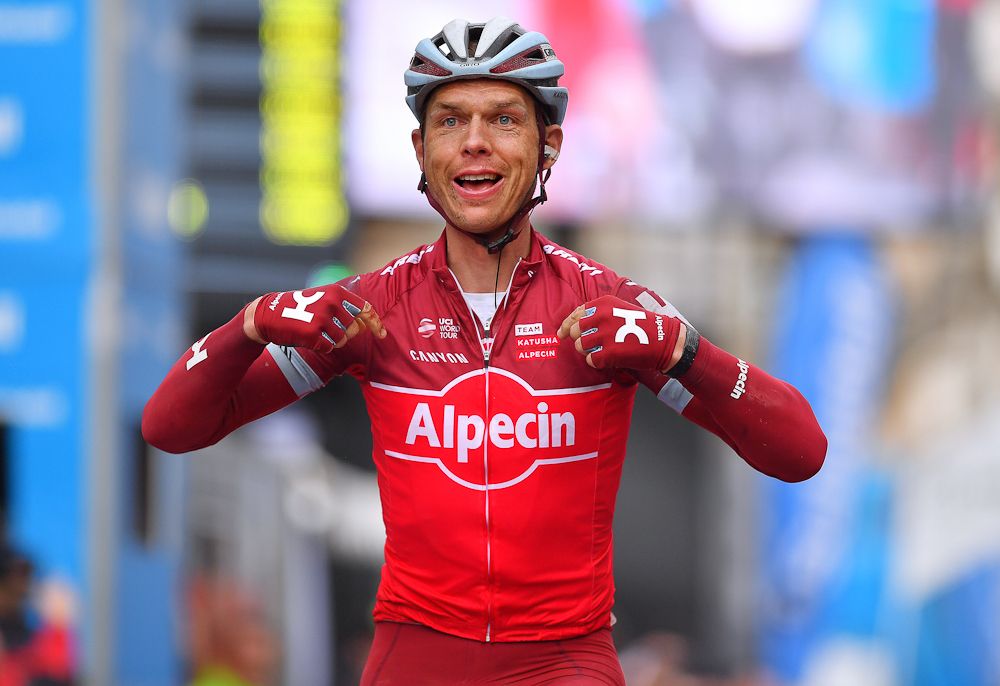Tony Martin celebrates winning stage 2 at the Volta a la Comunitat Valenciana