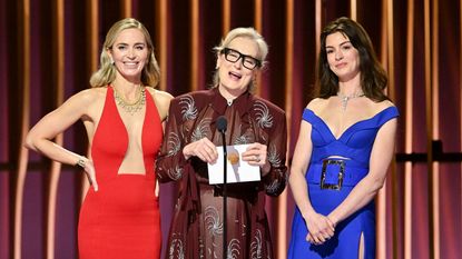 Meryl Streep, Anne Hathaway and Emily Blunt on stage at SAG Awards