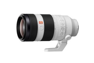 A white and black Sony FE 100-400mm f/4.5-5.6 G Master OSS lens