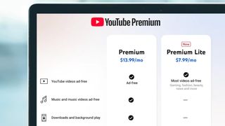 A laptop screen showing a comparison between Premium and Premium Lite