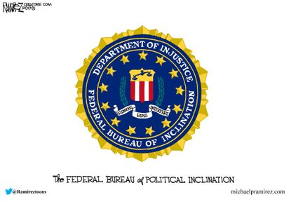 Political cartoon U.S. FBI Mueller investigation Hillary Clinton bias