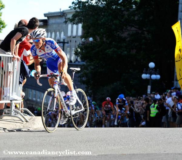 Matteo Trentin (Quick Step) attacks.