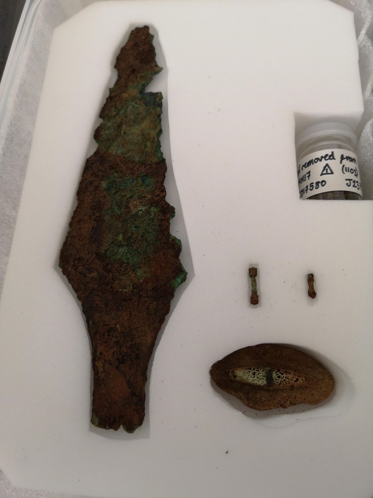 The dagger found buried with the chieftain, after it was restored.
