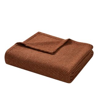 Beautiful Rust Woven Herringbone Throw by Drew Barrymore