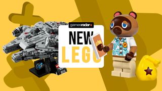 New Lego sets badge with the Millennium Falcon and Tom Nook
