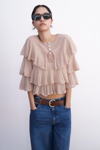 Zara Ruffled Knit Sweater