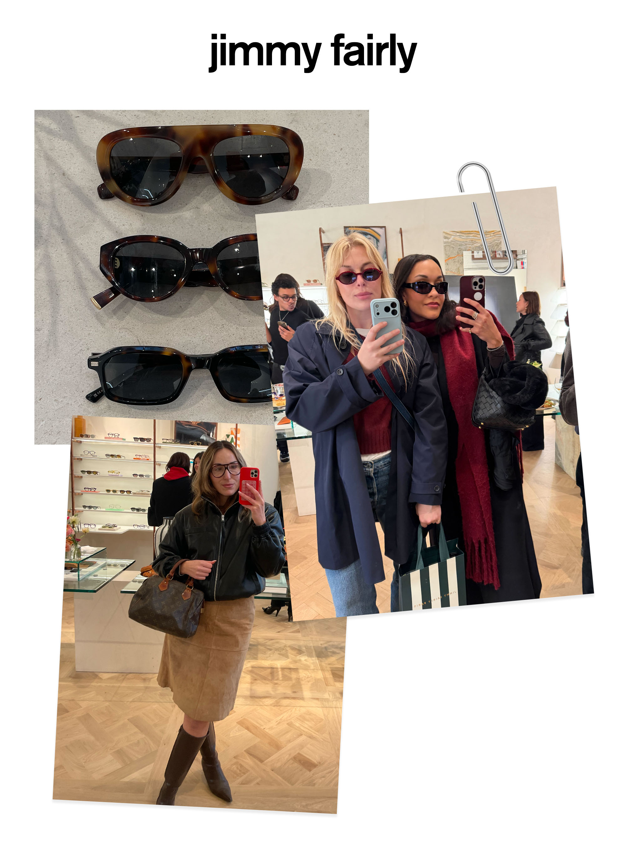 a collage of editor photos featuring the Jimmy Fairly store in New York