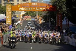 The peloton racing in Adelaide