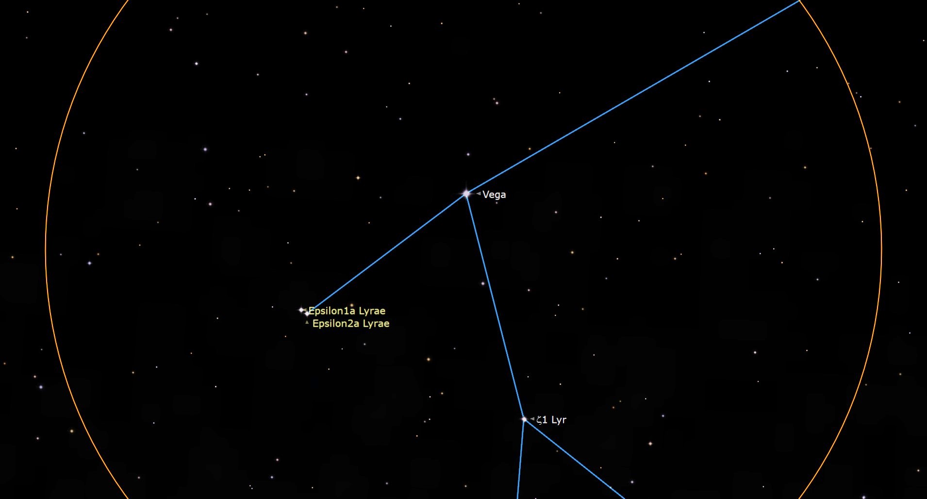 Night sky map showing Lyra's Double Double Star.