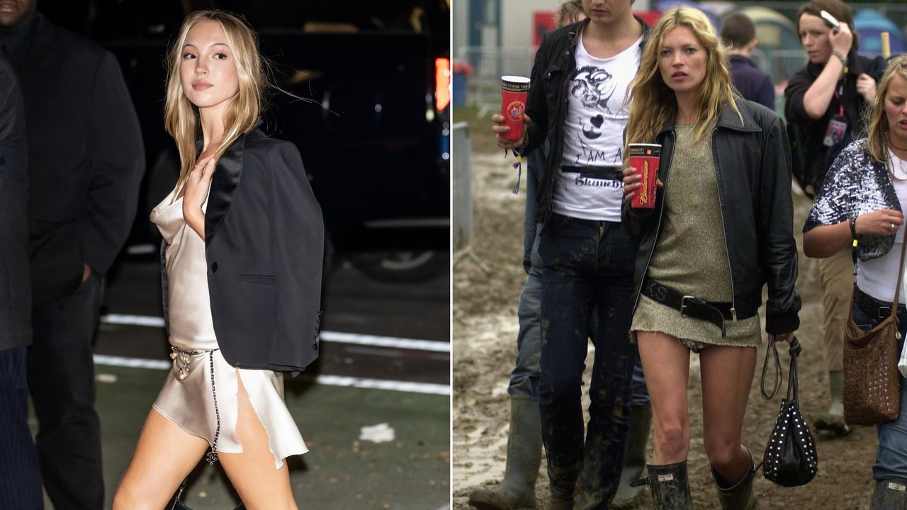 Lila Moss Kate Moss wearing a glastonbury outfit at the victoria&#039;s secret fashion show after party