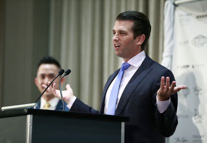 Donald Trump Jr. speaks at a hotel opening in Vancouver
