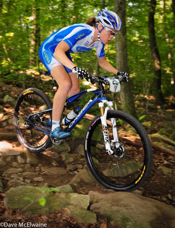 Georgia Gould (Luna Pro Team) riding to her first Super D title