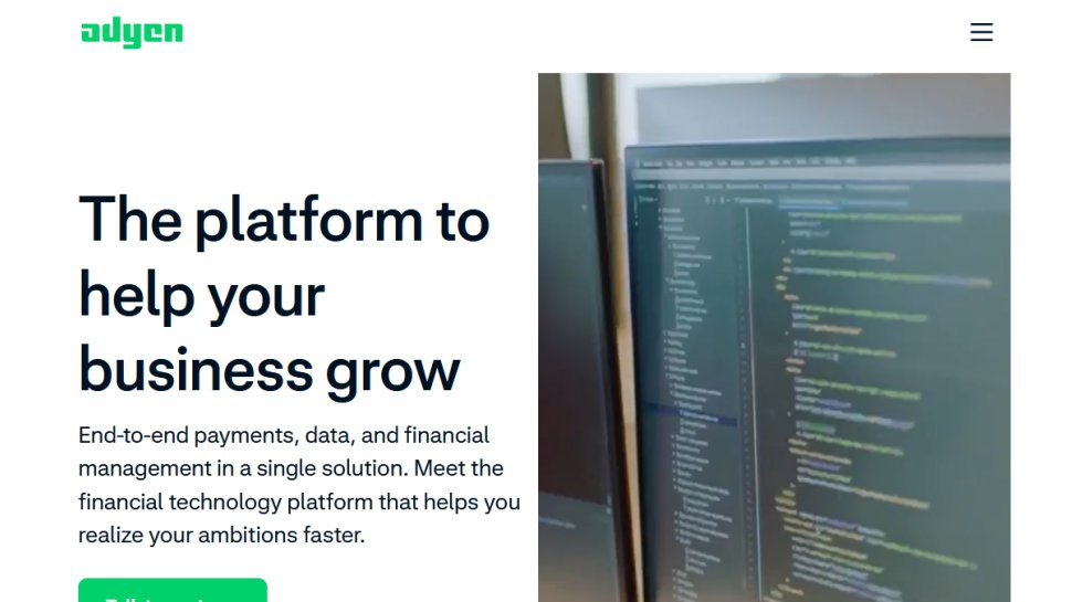 Adyen website screenshot (October 2025).