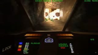 An image from classic shooter Descent rendered with ray tracing technology.