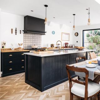 kitchen room with white wall and dining area