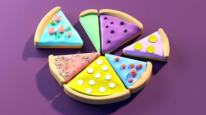 multi-colored pieces of pie