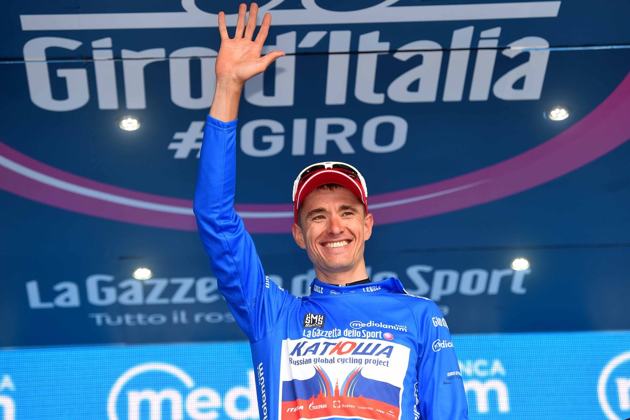Pavel Kochetkov (Katusha) in the mountains jersey on stage 3