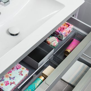 bathroom vanity sink unit with drawer organiser