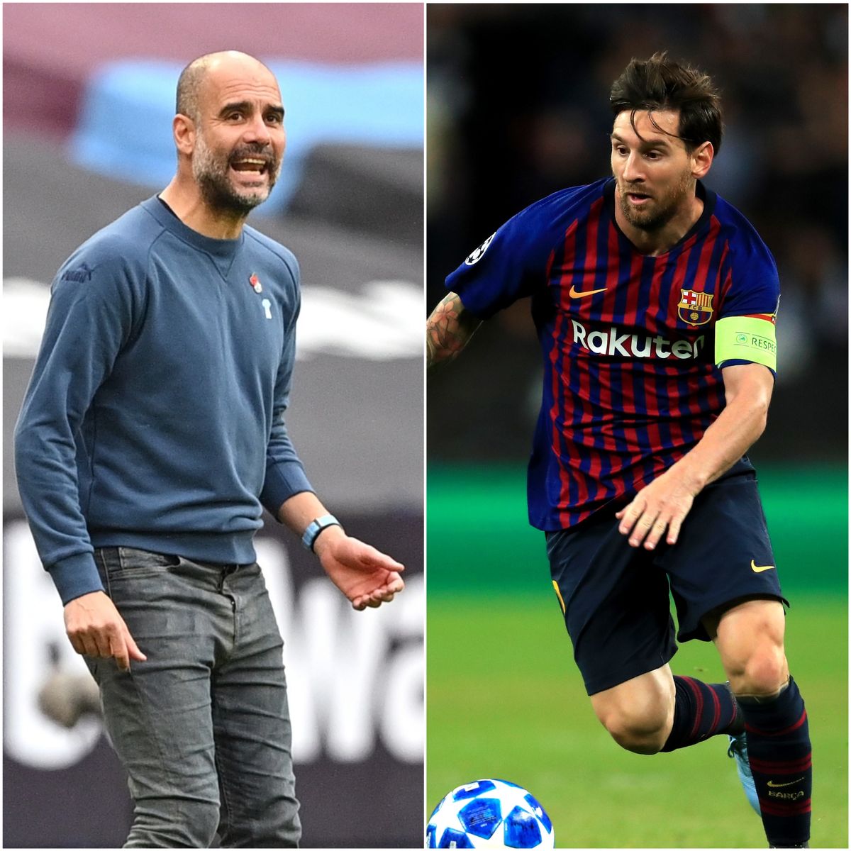 Pep Guardiola and Lionel Messi