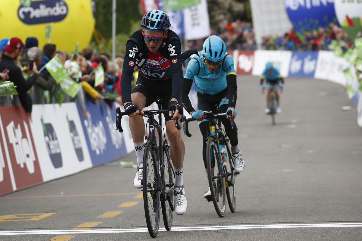 Tao Geoghegan Hart crosses the line