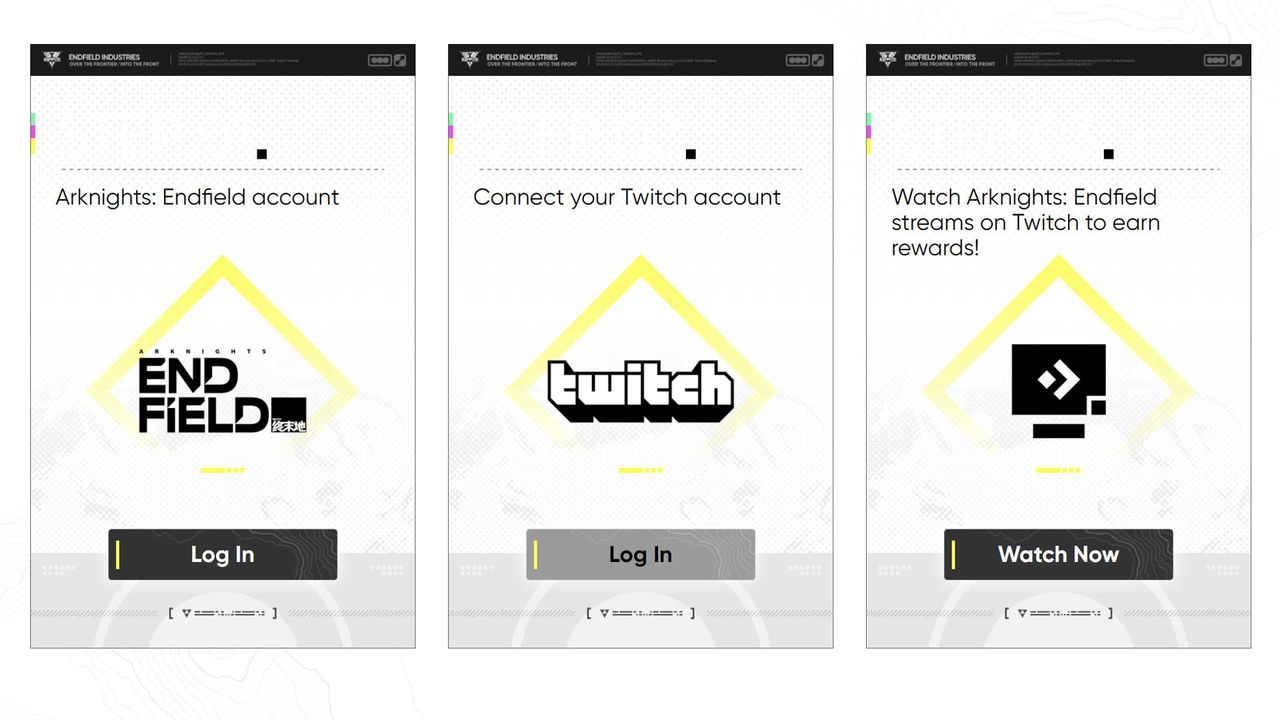 Arknights: Endfield game and Twitch account screen without the "Switch Character" option