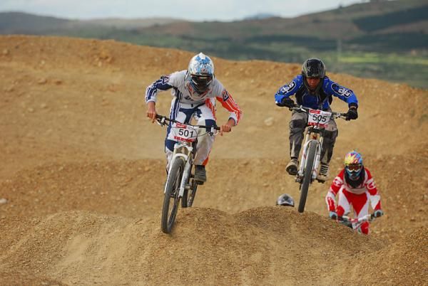 Max Hughes (in front) performs well on local soil.