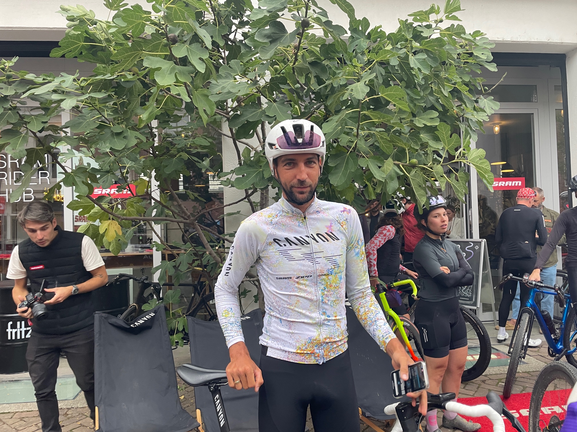 Jasper Ockeloen (Netherlands) takes part in the Social Gravel Ride and a SRAM event from OfftheMap Maastricht, a local adventure bike shop, two days before 2025 UCI Gravel World Championships